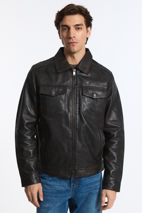 куртка из натуральной кожи из россии вид сбоку