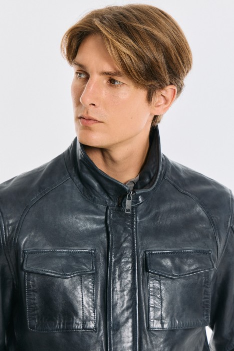 куртка из натуральной кожи из россии вид сбоку