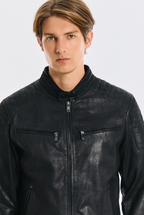 куртка из натуральной кожи из россии вид сбоку