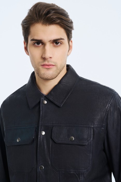 куртка из натуральной кожи из россии вид сбоку