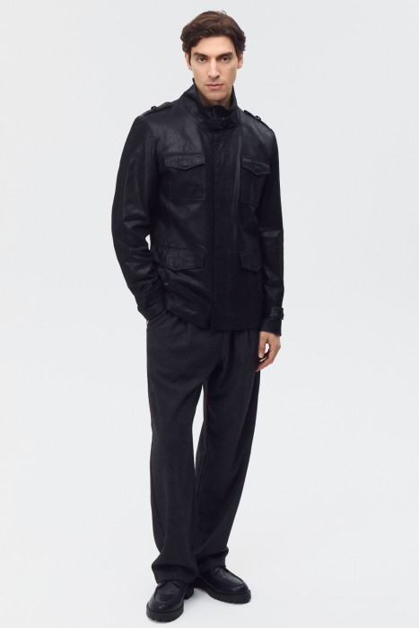 куртка из натуральной кожи от бренда снежная королева вид слева