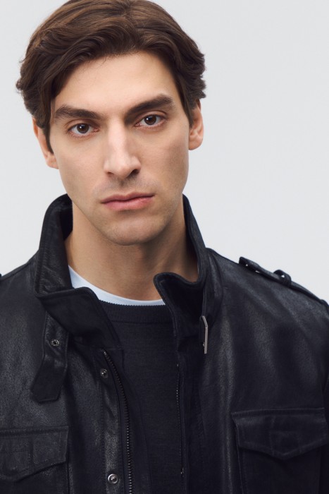 куртка из натуральной кожи из россии вид сбоку