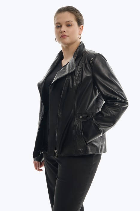 куртка из натуральной кожи от бренда снежная королева вид слева