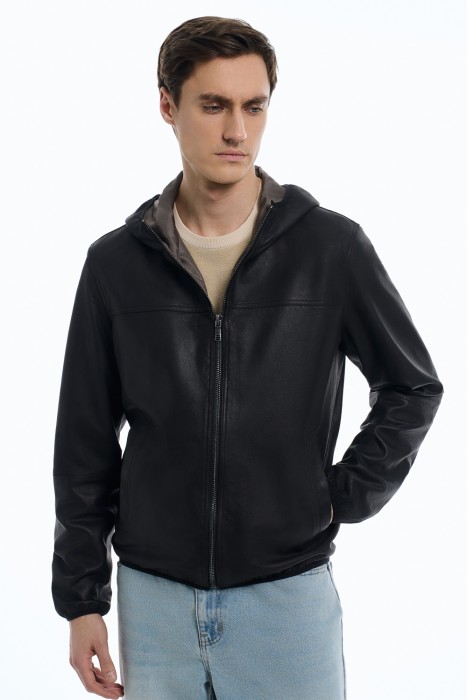 куртка из натуральной кожи от бренда снежная королева вид слева