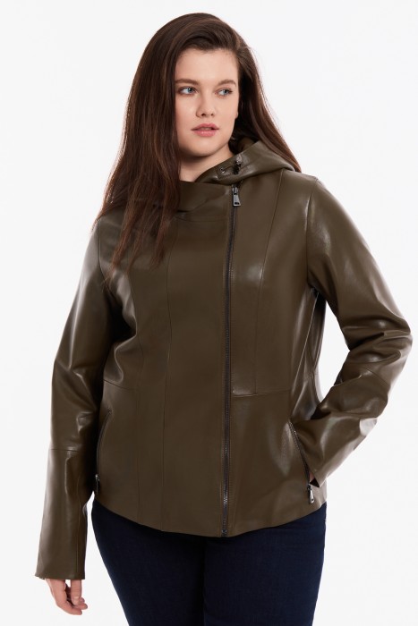 куртка из натуральной кожи от бренда снежная королева вид слева