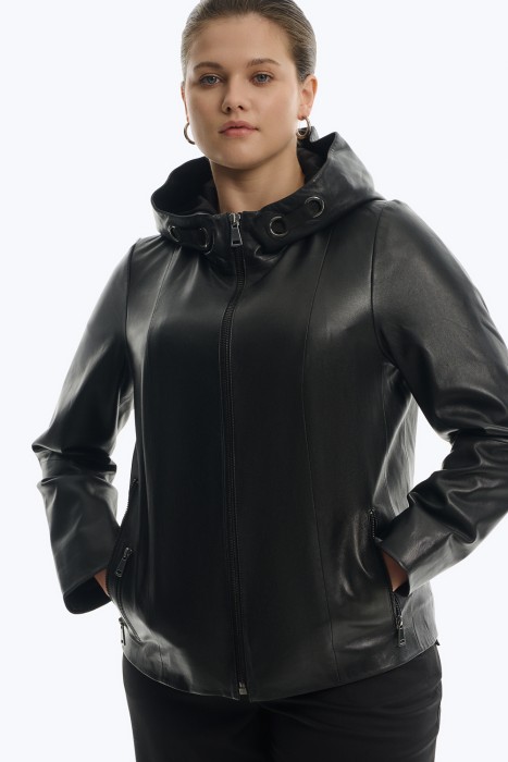 куртка из натуральной кожи от бренда снежная королева вид слева