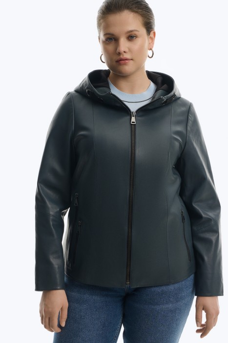 куртка из натуральной кожи от бренда снежная королева вид слева