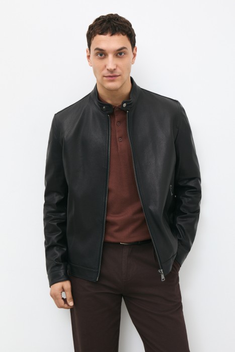 куртка из натуральной кожи от бренда снежная королева вид слева