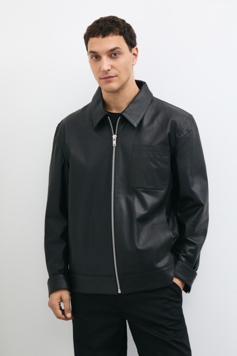 куртка из натуральной кожи от бренда снежная королева вид слева