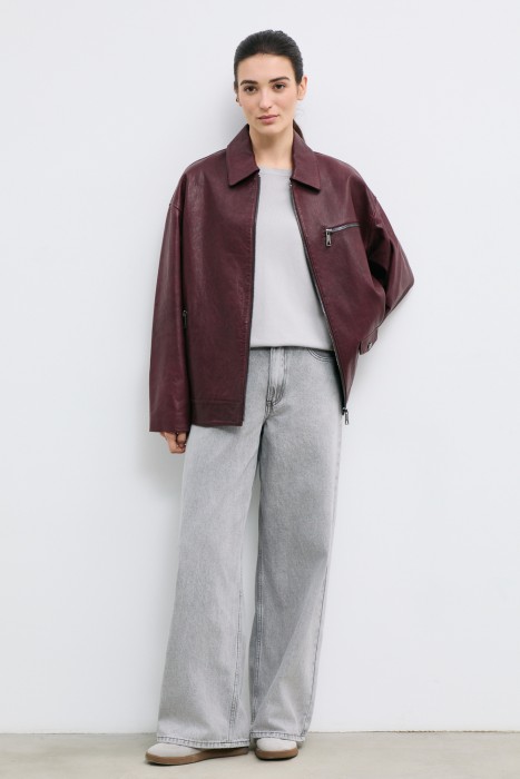 куртка из натуральной кожи от бренда снежная королева вид слева