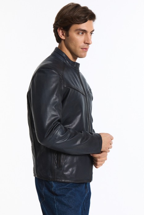 куртка из натуральной кожи из россии вид сбоку