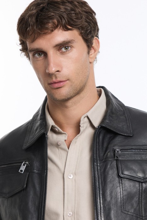 куртка из натуральной кожи из россии вид сбоку