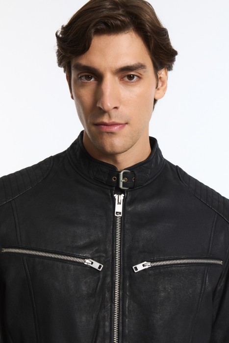 куртка из натуральной кожи из россии вид сбоку