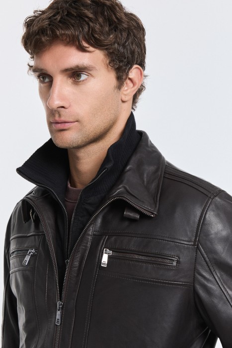 куртка из натуральной кожи из россии вид сбоку