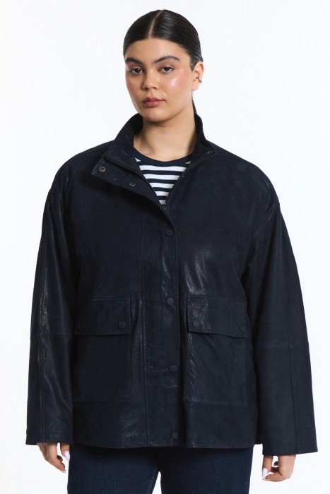 куртка из натуральной кожи от бренда снежная королева вид слева