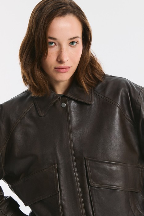 куртка из натуральной кожи из россии вид сбоку