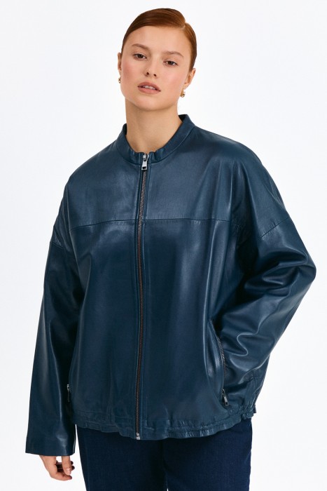 куртка из натуральной кожи от бренда снежная королева вид слева