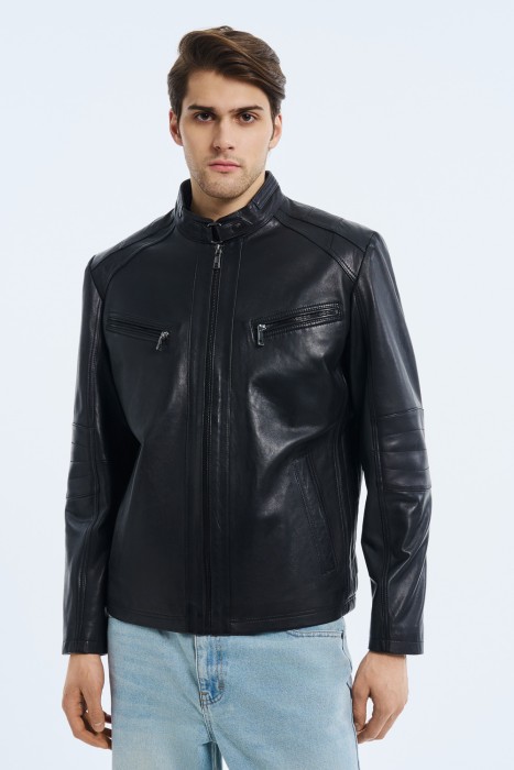 куртка из натуральной кожи от бренда снежная королева вид слева