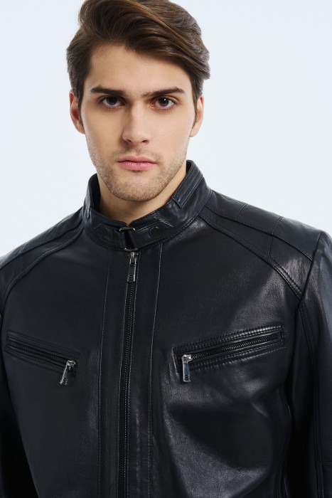 куртка из натуральной кожи из россии вид сбоку