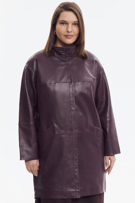 куртка из натуральной кожи от бренда снежная королева вид слева