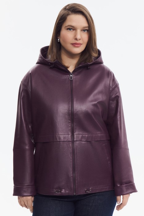 куртка из натуральной кожи от бренда снежная королева вид слева