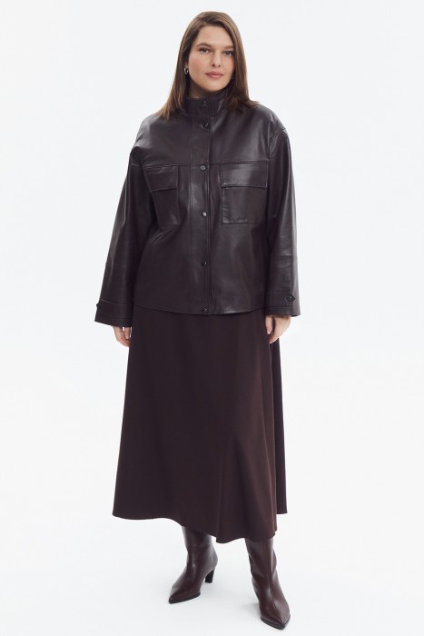 куртка из натуральной кожи от бренда снежная королева вид слева