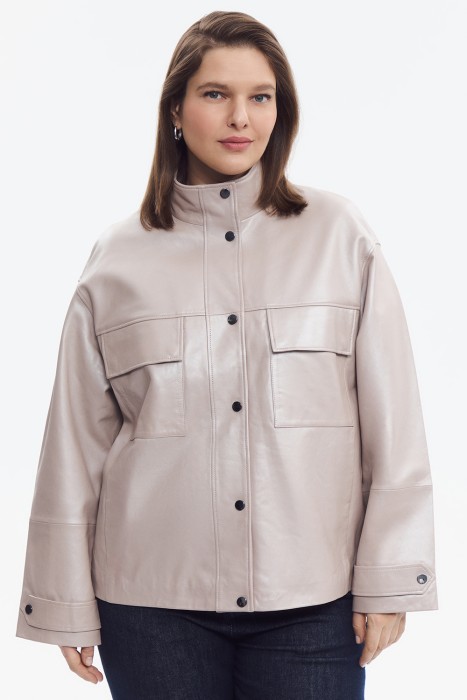 куртка из натуральной кожи от бренда снежная королева вид слева