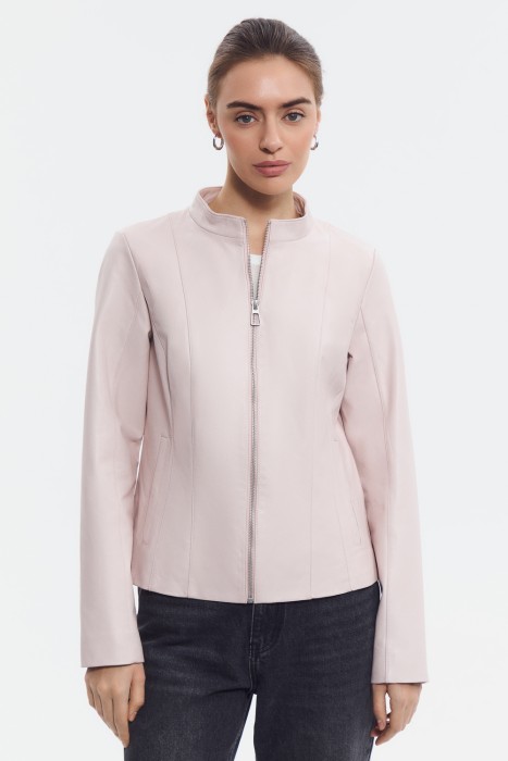 куртка из натуральной кожи от бренда снежная королева вид слева