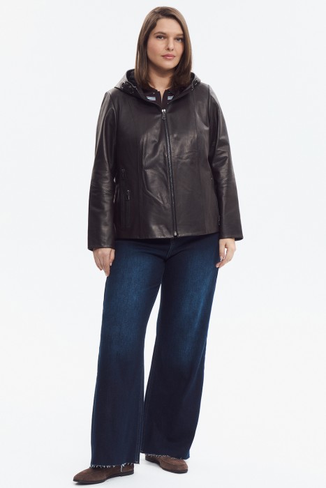 куртка из натуральной кожи от бренда снежная королева вид слева