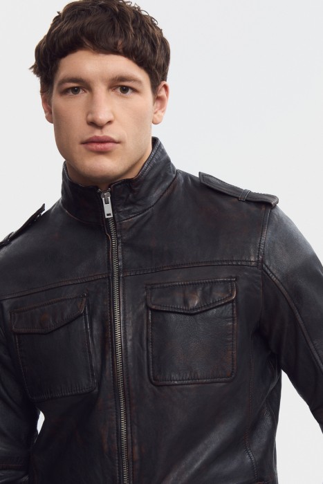 куртка из натуральной кожи из россии вид сбоку