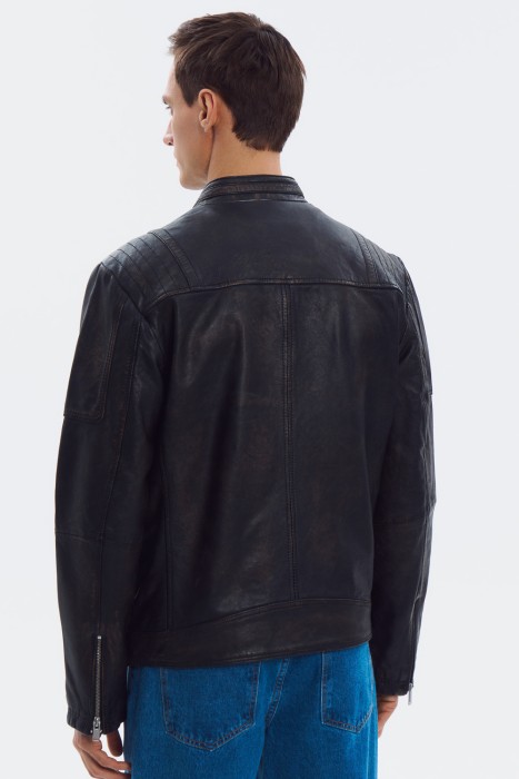 куртка из натуральной кожи из россии вид сбоку