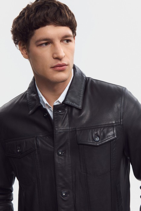 куртка из натуральной кожи из россии вид сбоку