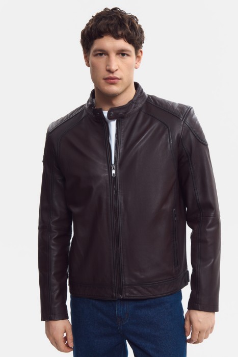 куртка из натуральной кожи от бренда снежная королева вид слева