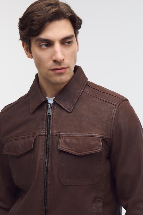 куртка из натуральной кожи из россии вид сбоку