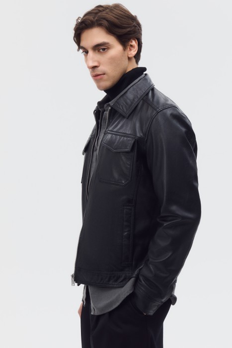 куртка из натуральной кожи из россии вид сбоку