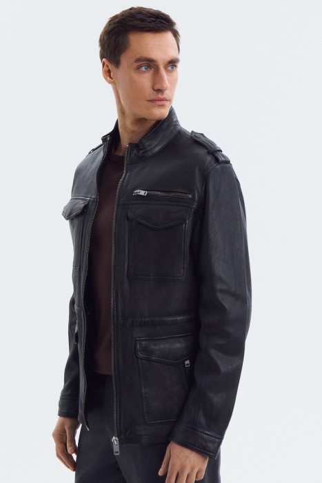 куртка из натуральной кожи из россии вид сбоку