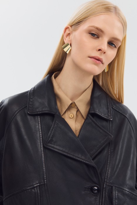 куртка из натуральной кожи из россии вид сбоку