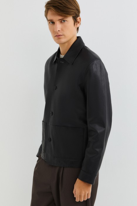 куртка из натуральной кожи из россии вид сбоку