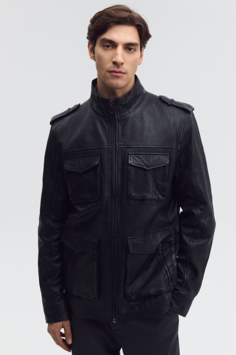 куртка из натуральной кожи от бренда снежная королева вид слева