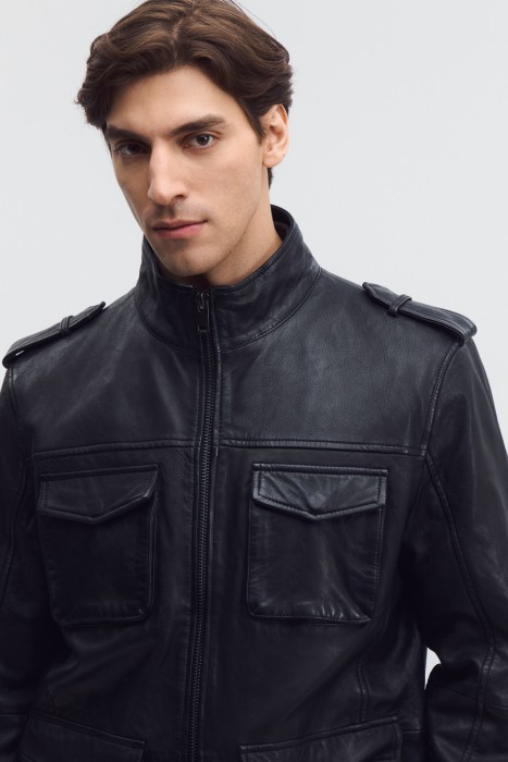 куртка из натуральной кожи из россии вид сбоку