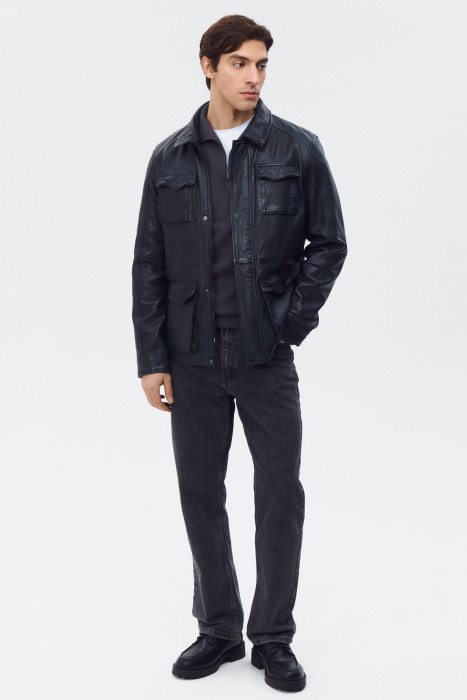 куртка из натуральной кожи от бренда снежная королева вид слева