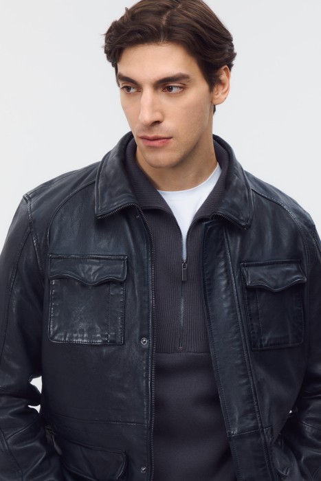 куртка из натуральной кожи из россии вид сбоку