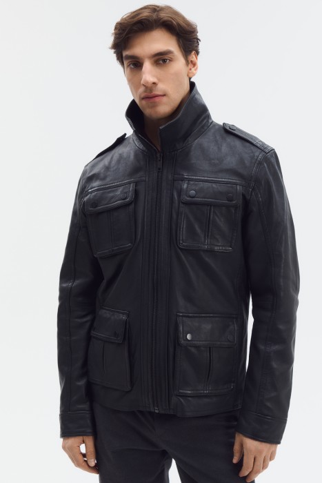 куртка из натуральной кожи от бренда снежная королева вид слева