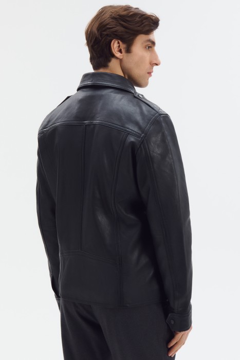 куртка из натуральной кожи из россии вид сбоку