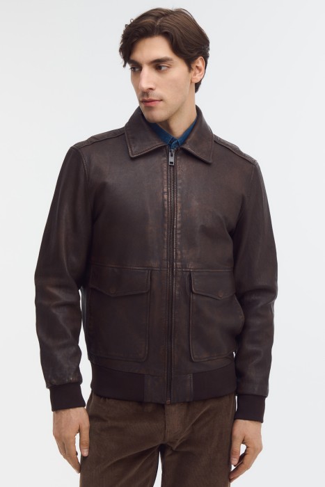 куртка из натуральной кожи от бренда снежная королева вид слева