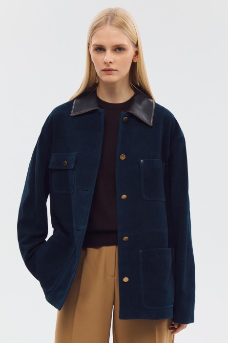 куртка из натуральной кожи от бренда снежная королева вид слева