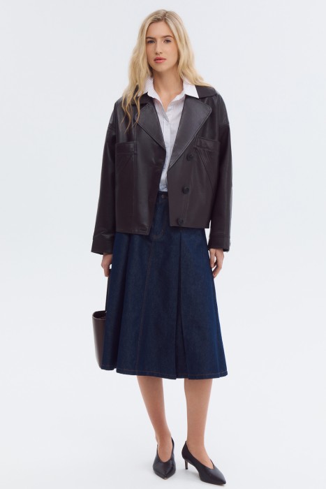 куртка из натуральной кожи от бренда снежная королева вид слева