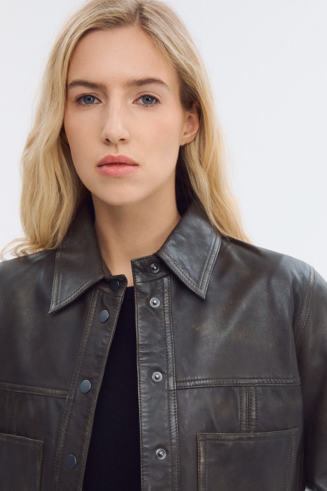 куртка из натуральной кожи из россии вид сбоку