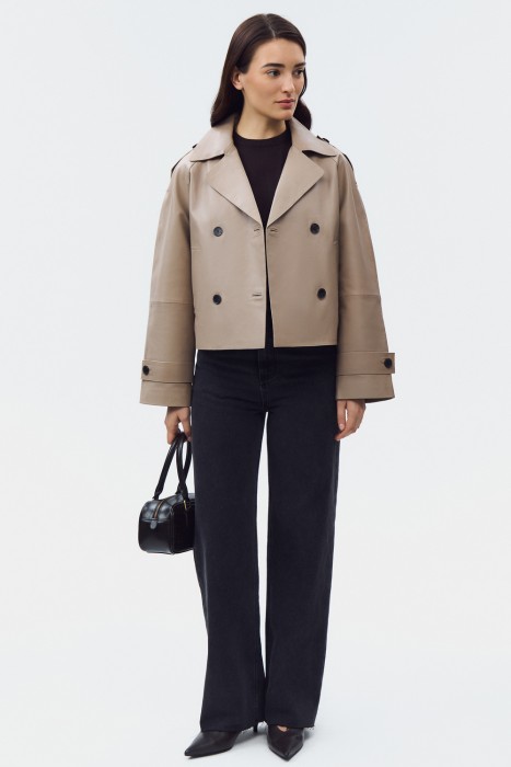 куртка из натуральной кожи от бренда снежная королева вид слева