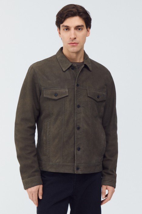 куртка из натуральной кожи от бренда снежная королева вид слева